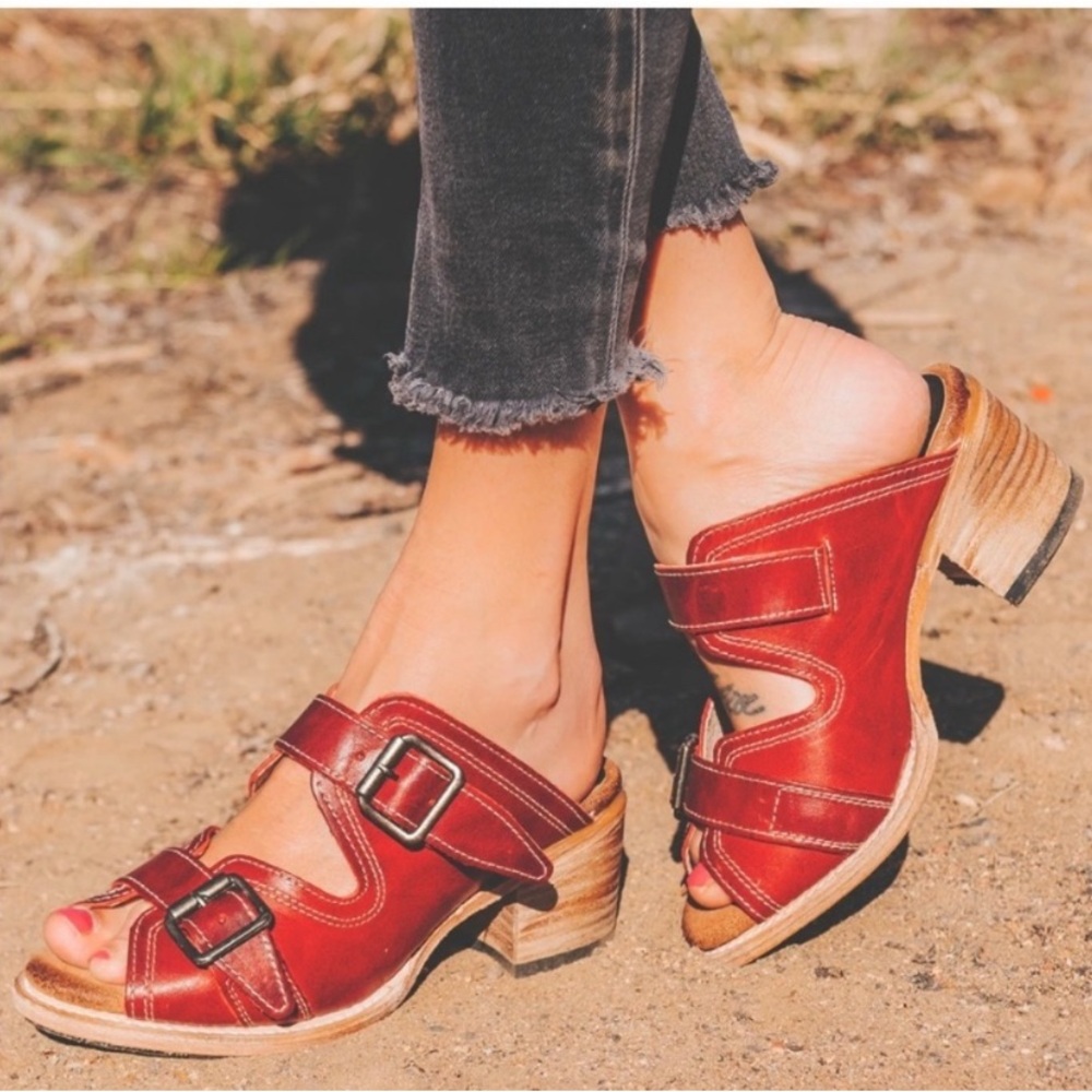 Freebird Red Leather Women's Sandals